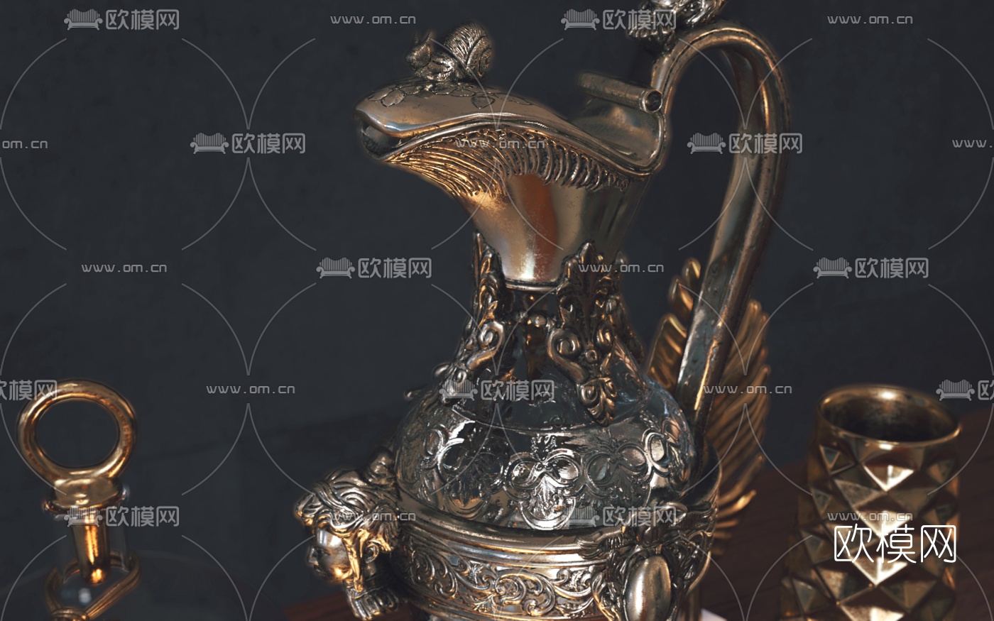 欧式古典酒壶酒瓶摆件3d模型