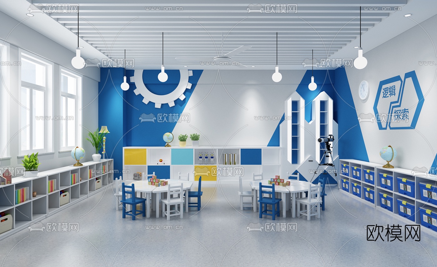 现代幼儿园科学实验教室3d模型