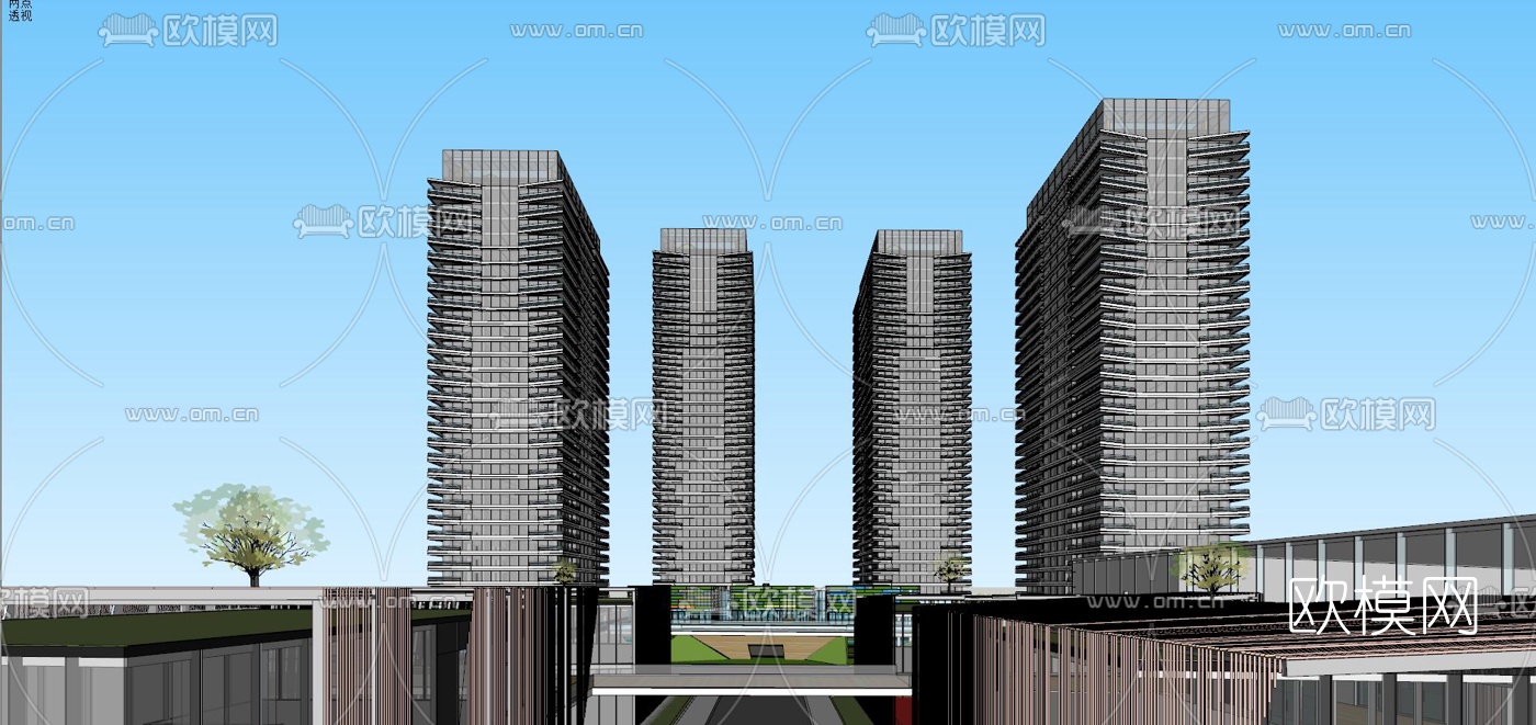 现代办公园区鸟瞰su模型下载（渲染图5）