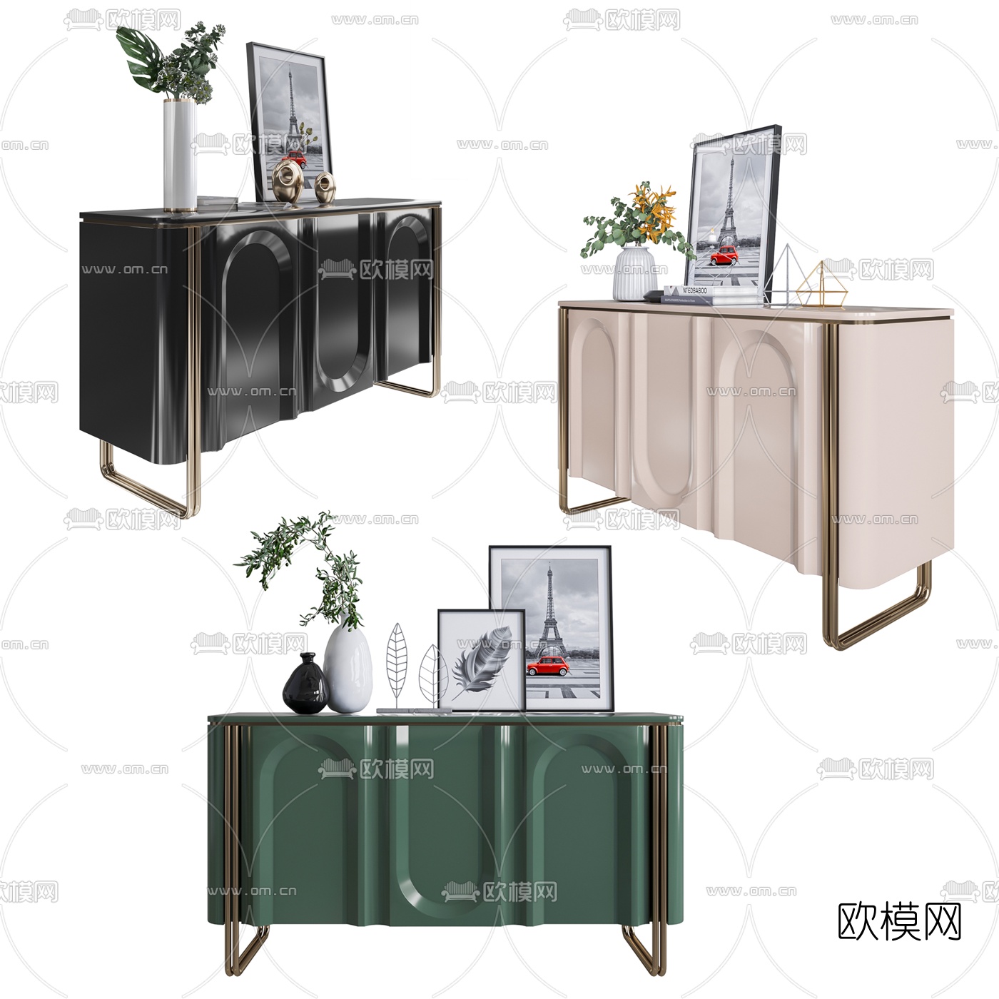 北欧轻奢玄关柜边柜3d模型