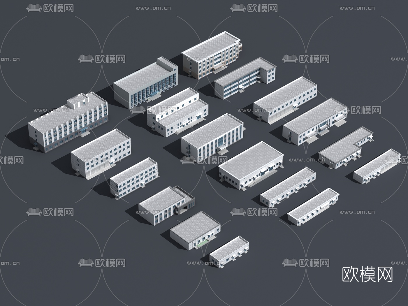 现代厂区综合楼配房外观3d模型