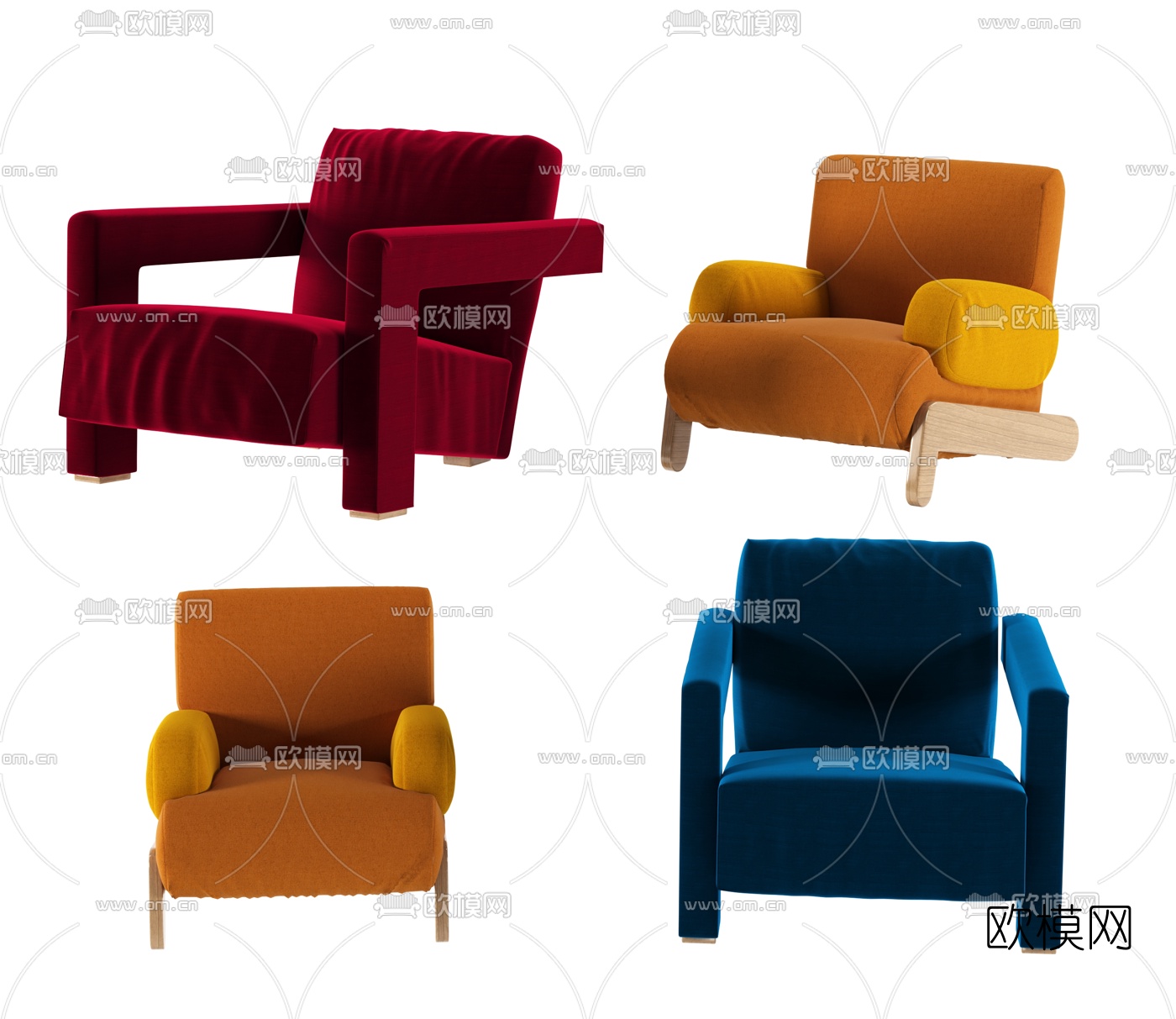 现代单人沙发组合3d模型下载