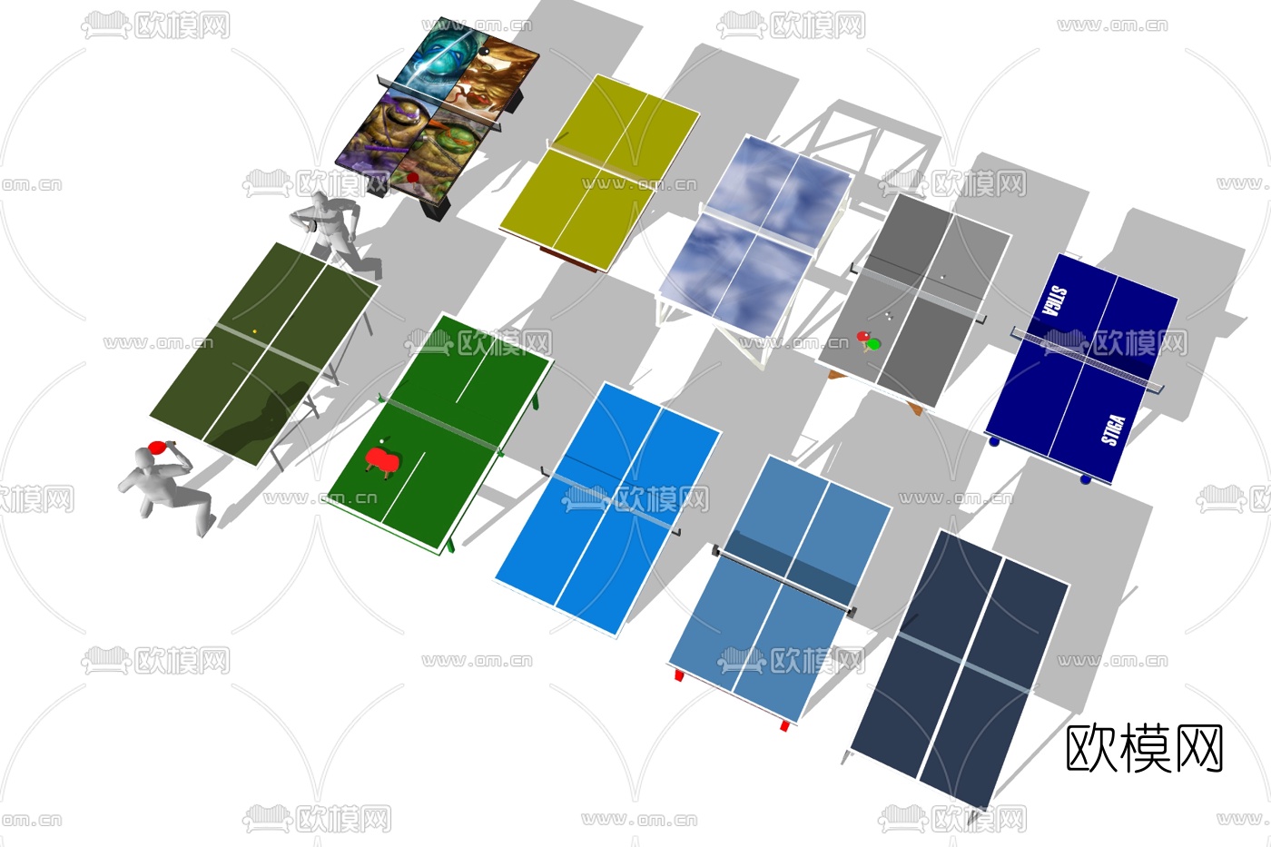 现代乒乓球桌su模型下载