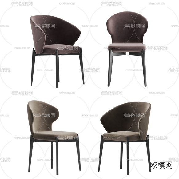现代靠背绒布单椅3d模型下载