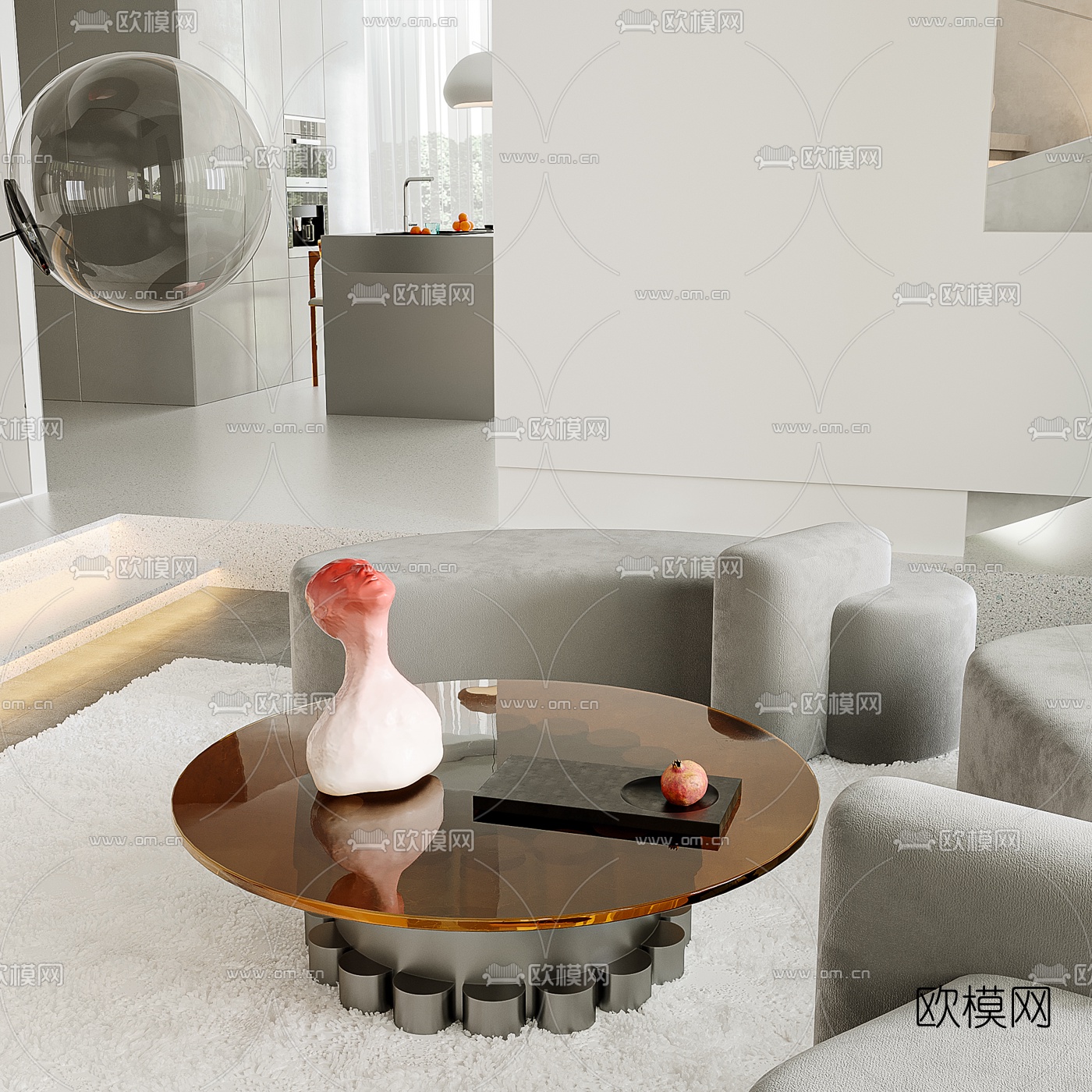 现代别墅客厅3d模型