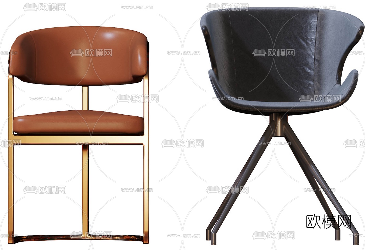 后现代皮革布艺休闲椅3d模型