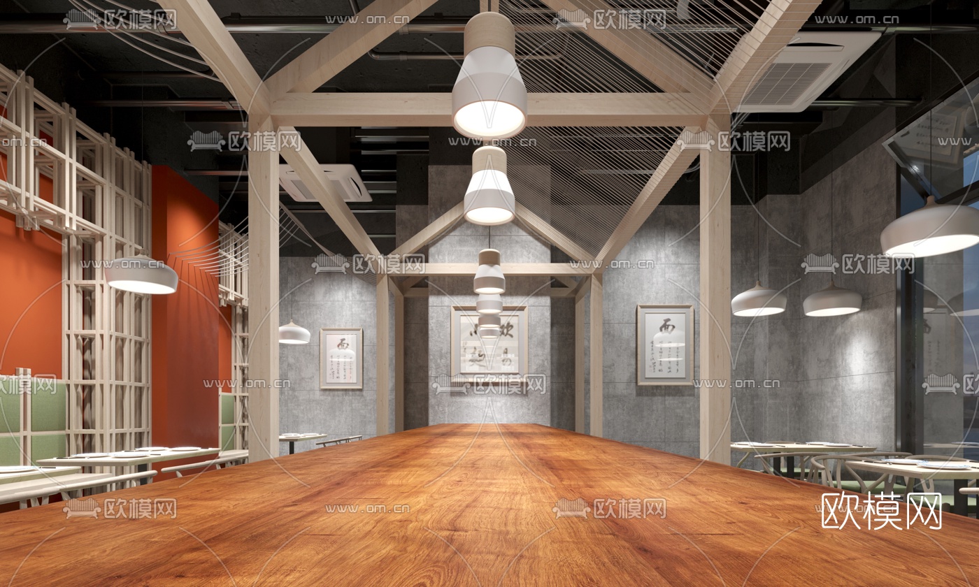 新中式面馆快餐厅3d模型