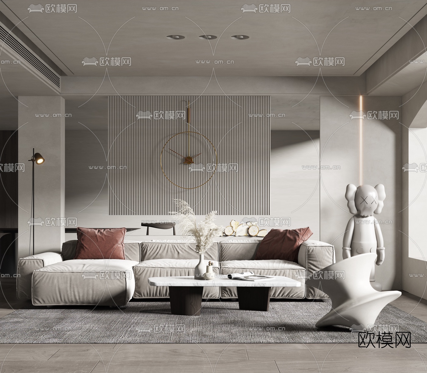 北欧沙发茶几组合3d模型