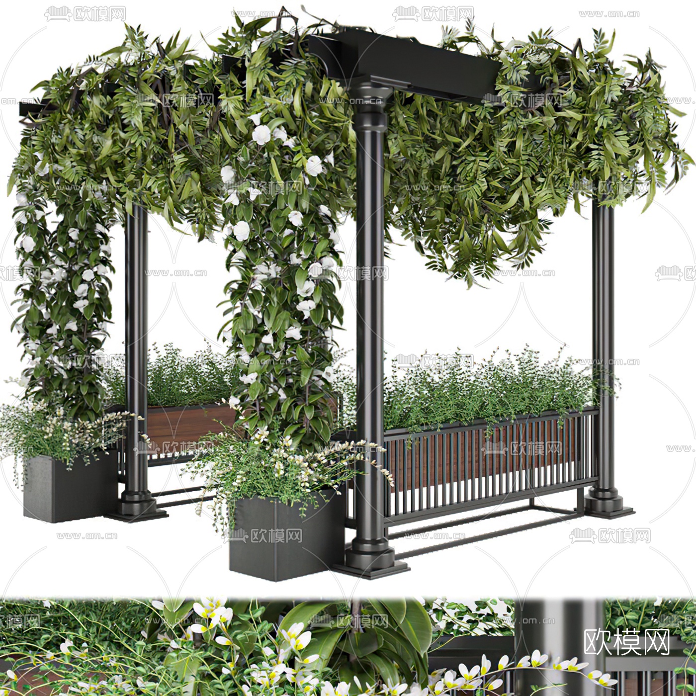 现代绿植藤蔓廊架构件3d模型