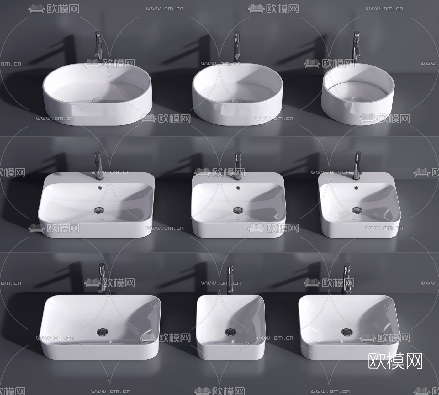 现代洗手台台盆3d模型下载