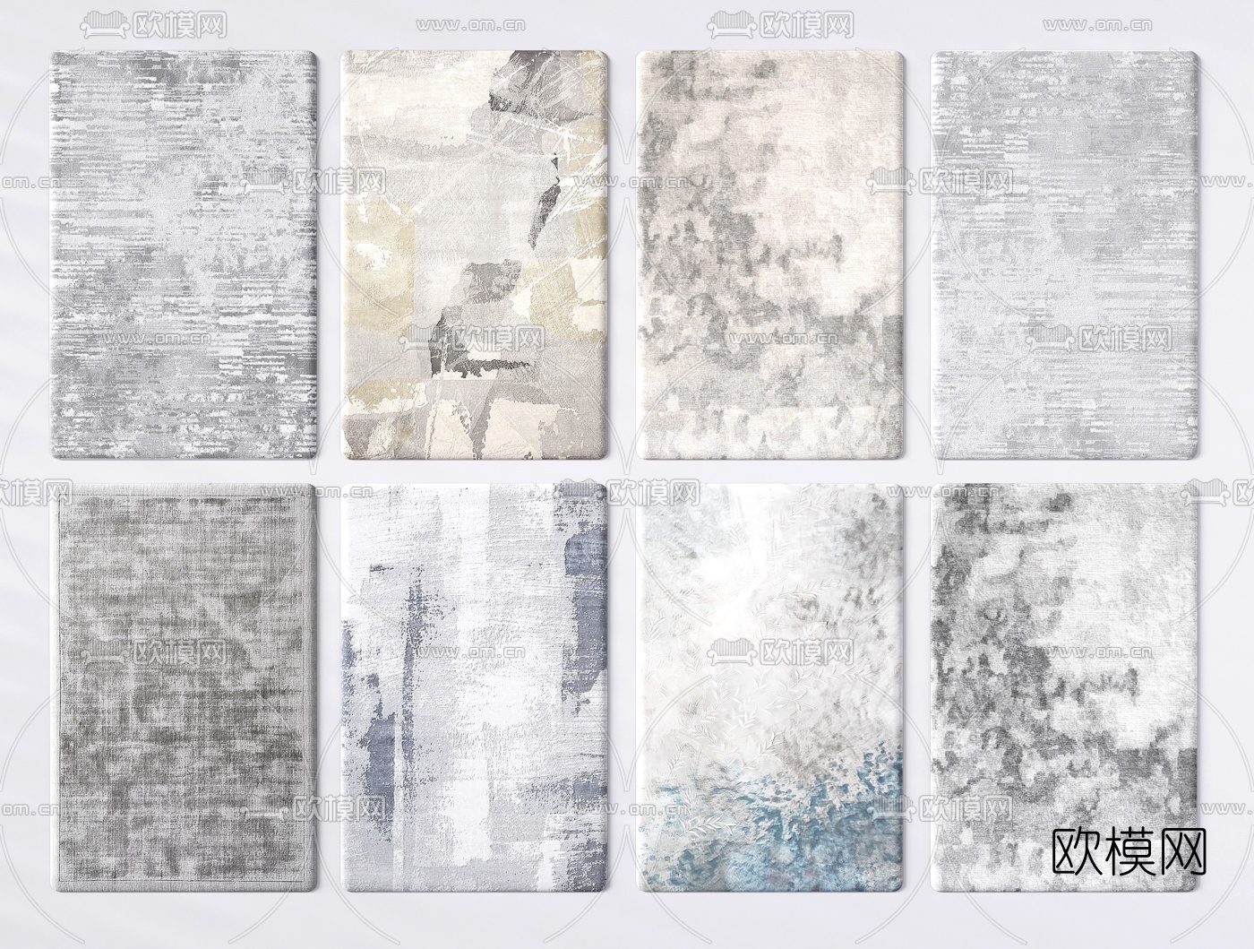 现代布艺方形地毯3d模型下载