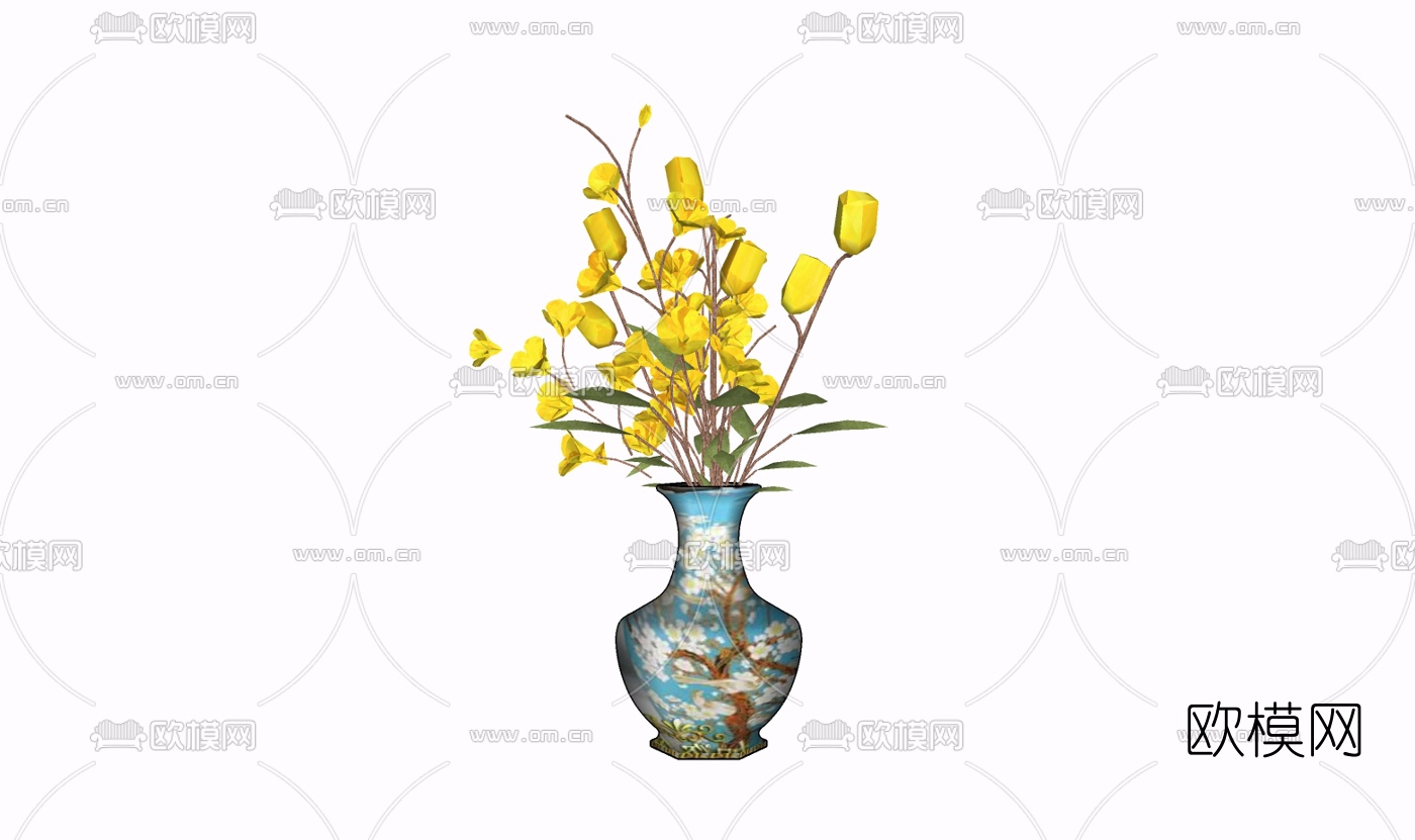 现代花瓶花卉免费su模型下载