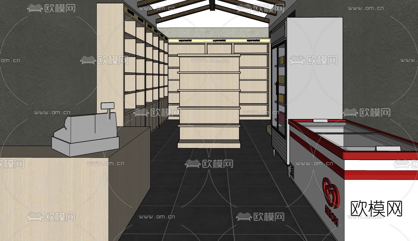 现代便利店免费su模型下载