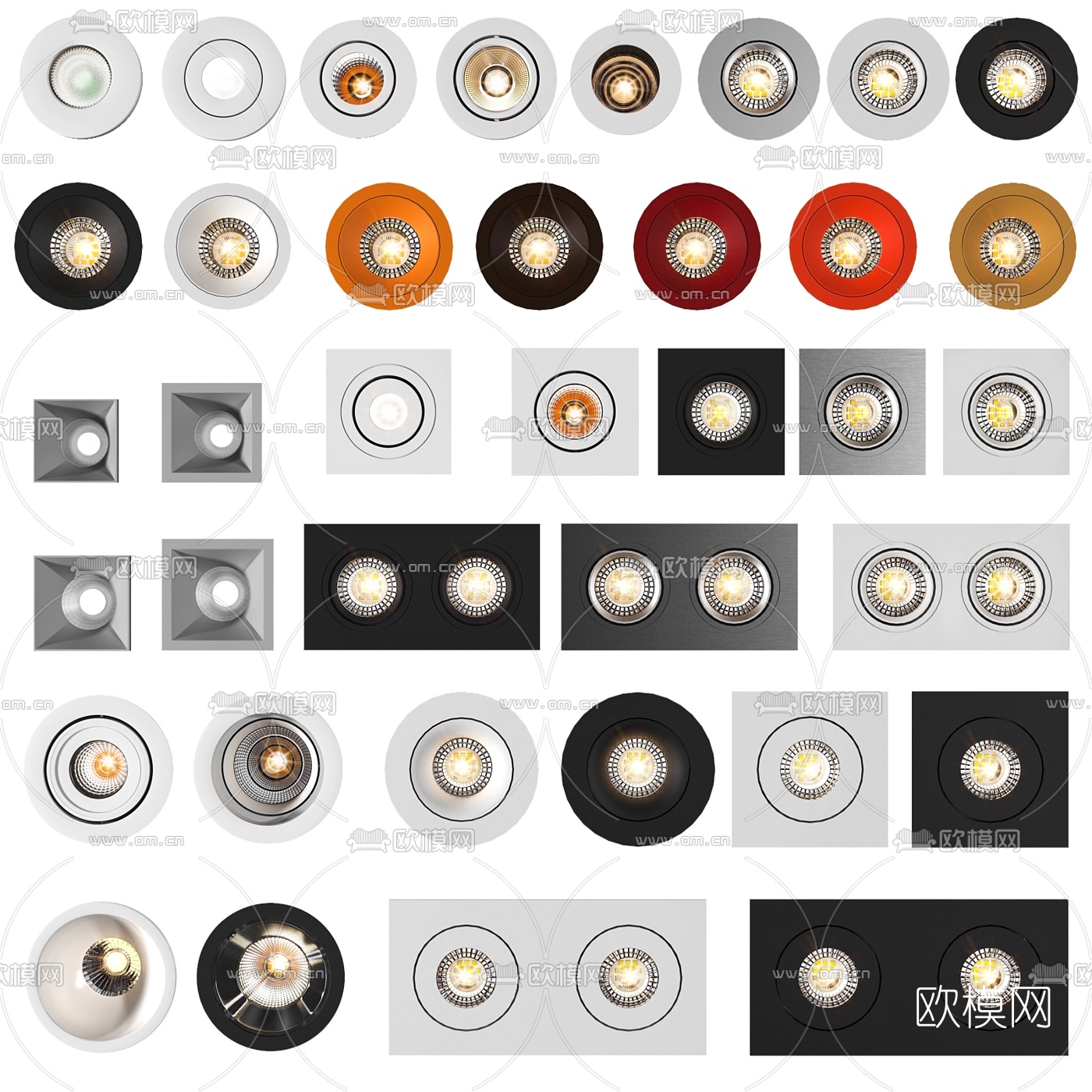 现代嵌入式射灯3d模型下载