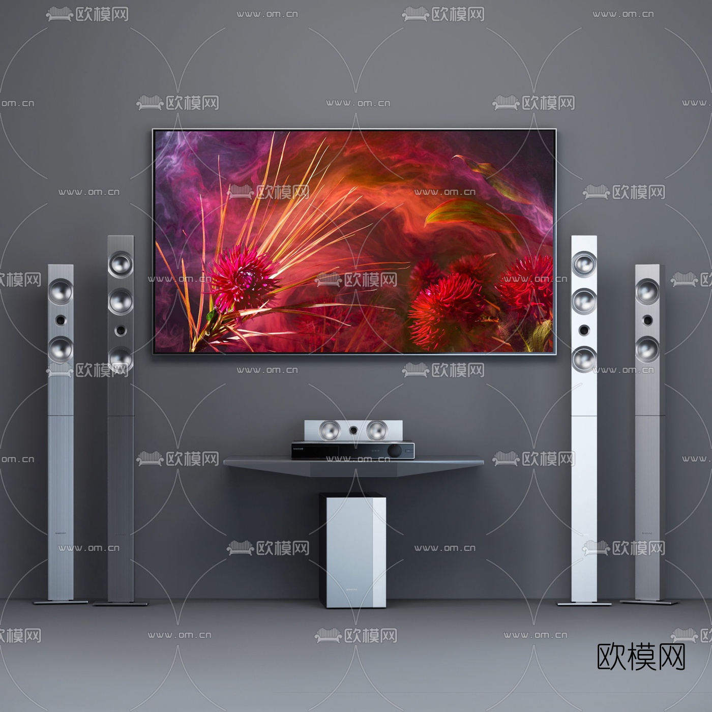 现代音响电视机3d模型下载