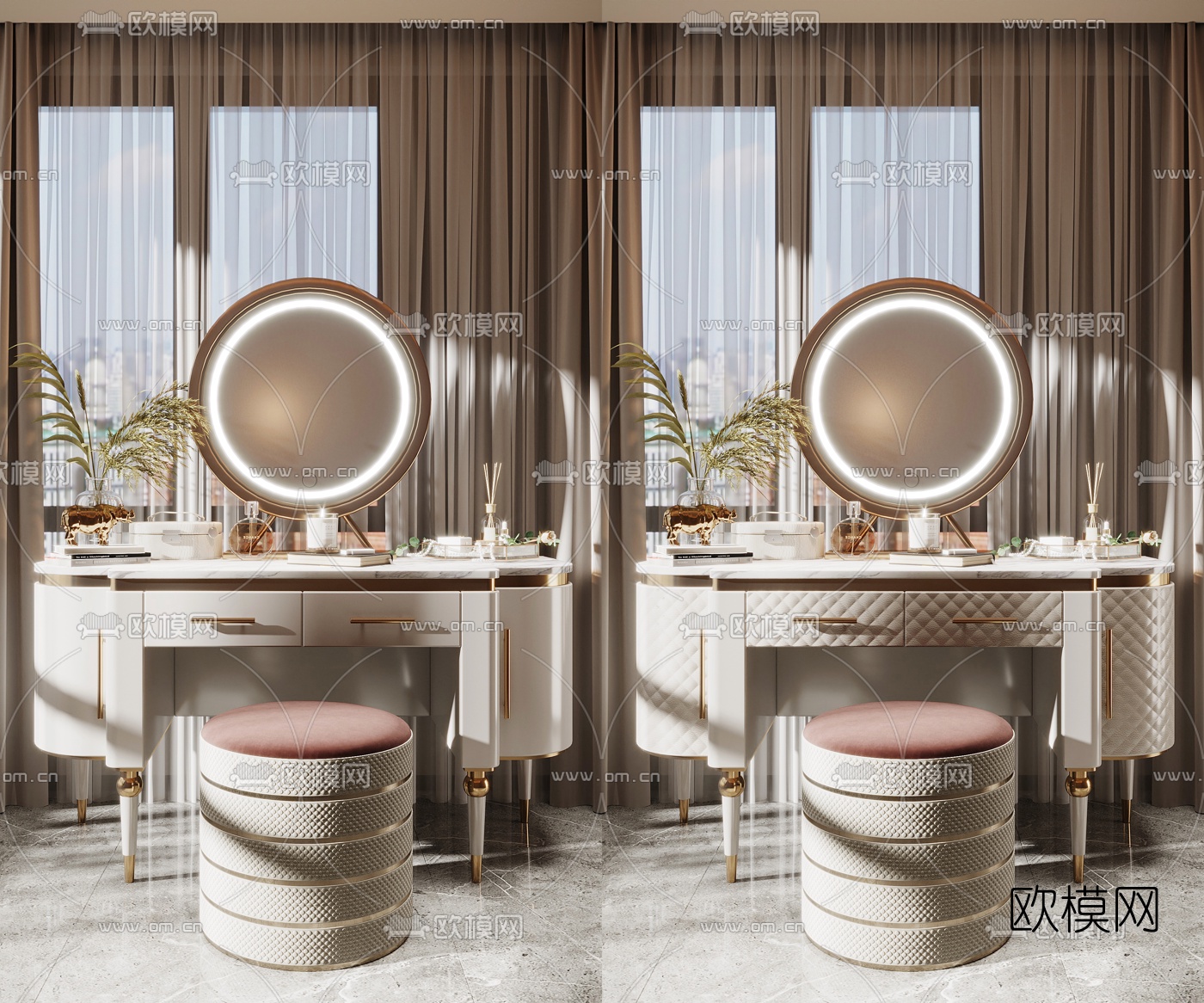 后现代轻奢梳妆台3d模型