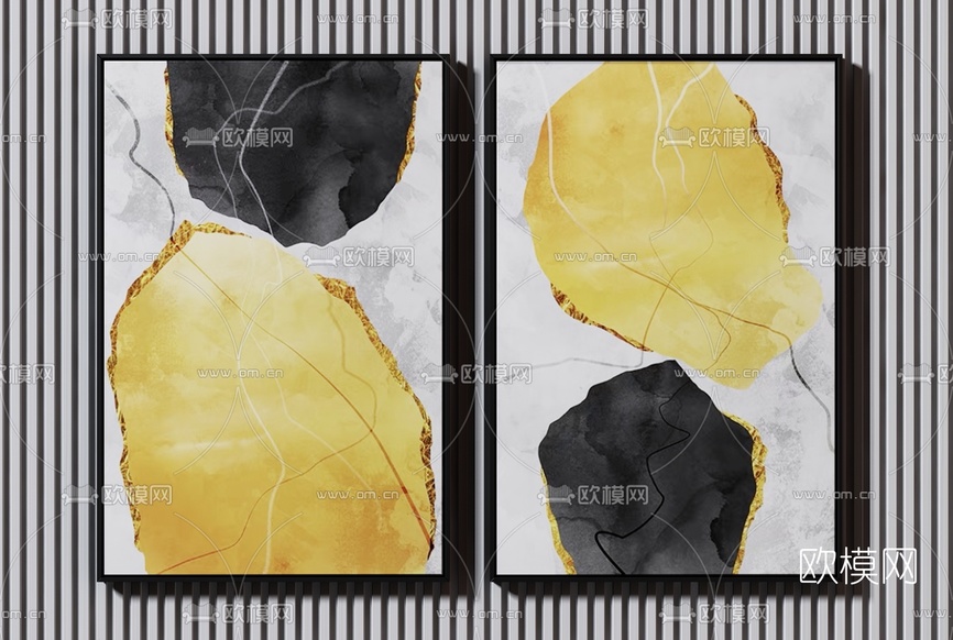 现代抽象装饰画挂画3d模型下载