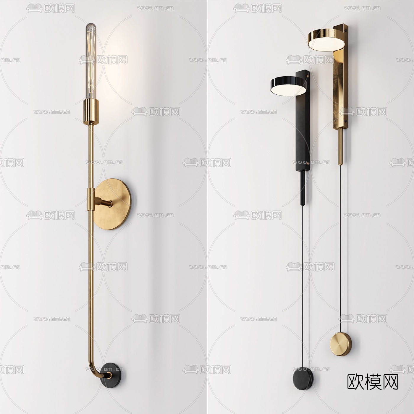 现代金属壁灯3d模型下载（渲染图4）
