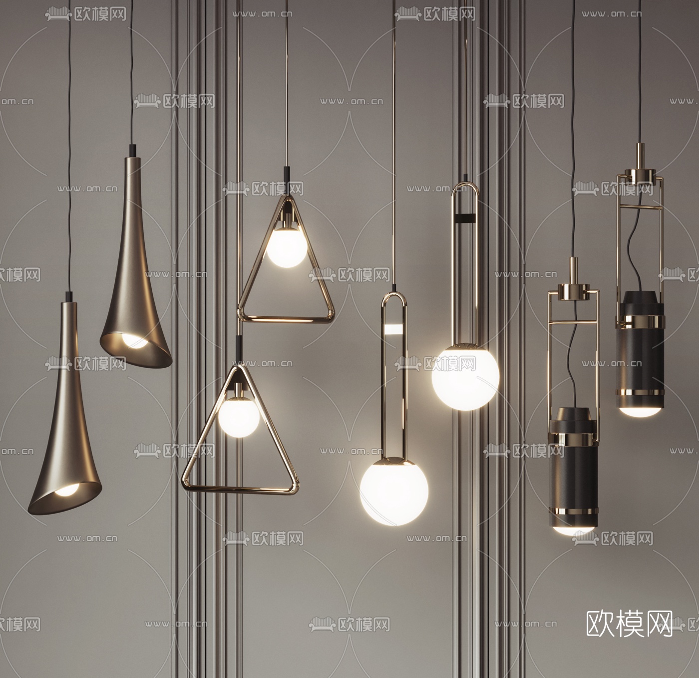 现代轻奢时尚小吊灯3d模型下载