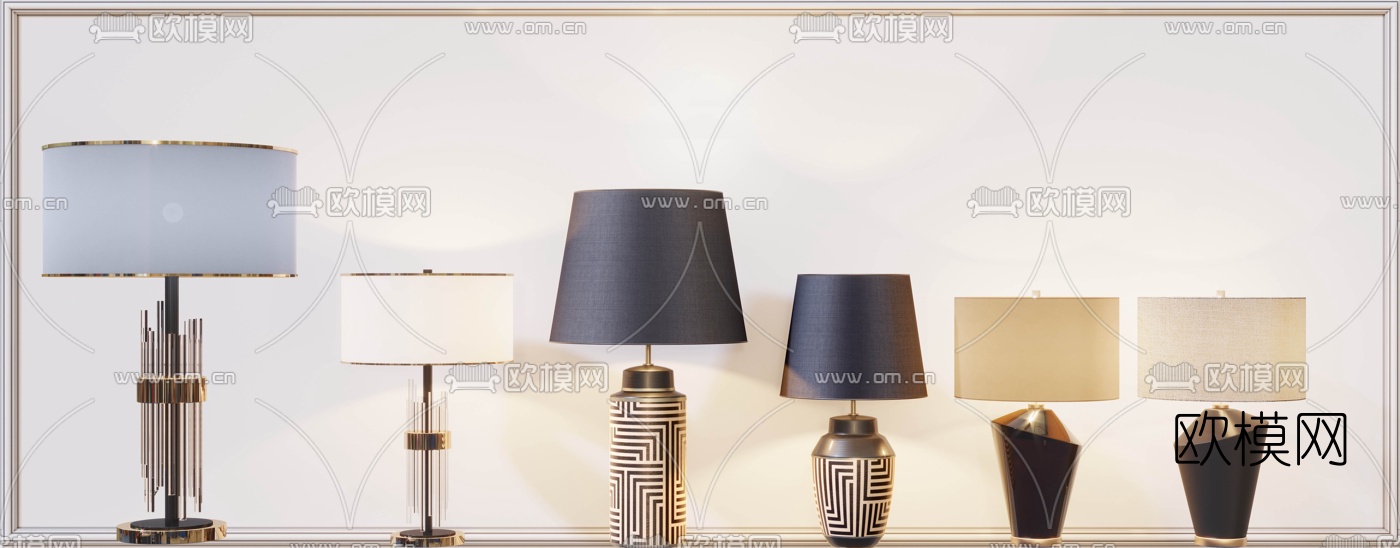 现代轻奢台灯3d模型下载（渲染图1）