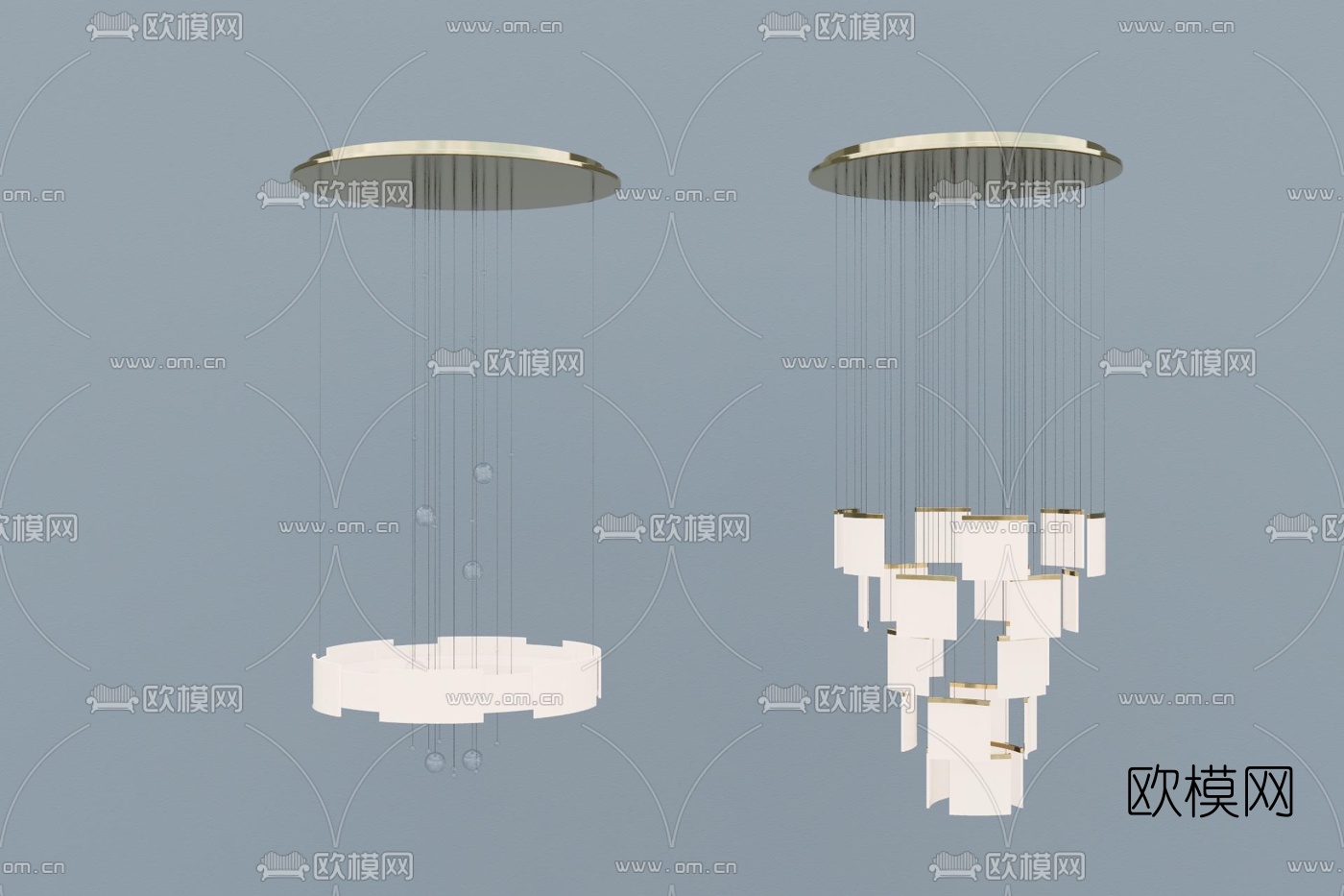 现代轻奢玻璃吊灯su模型