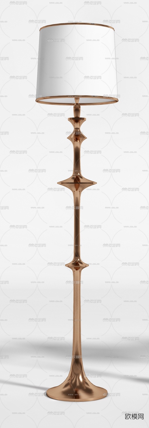 简欧金属遮罩落地灯3d模型下载（渲染图4）