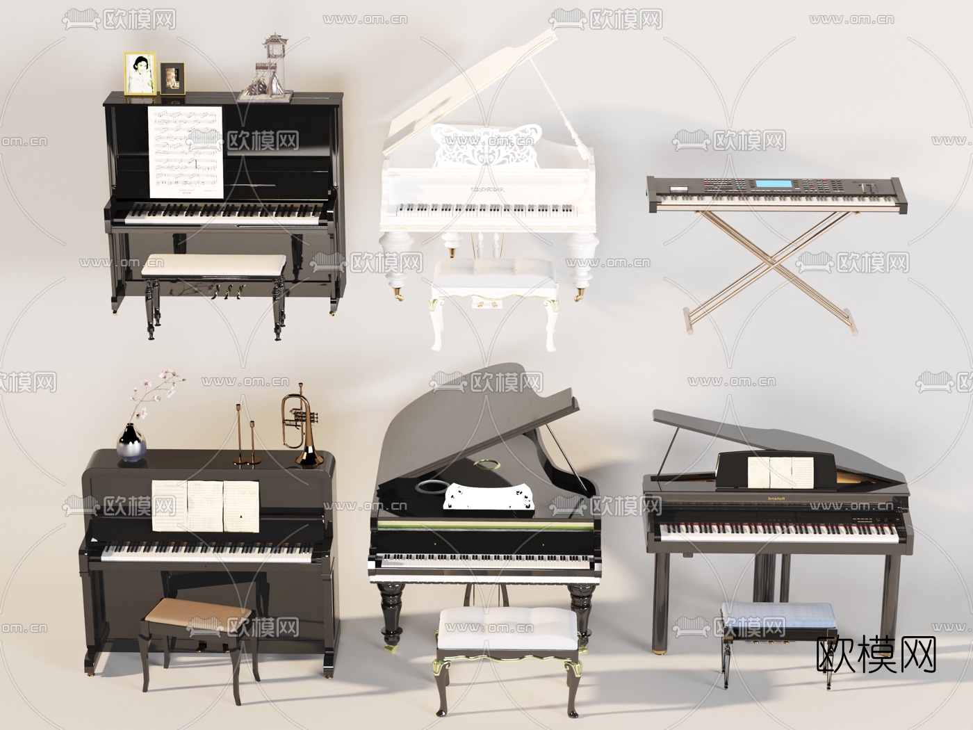 欧式钢琴电子琴3d模型下载