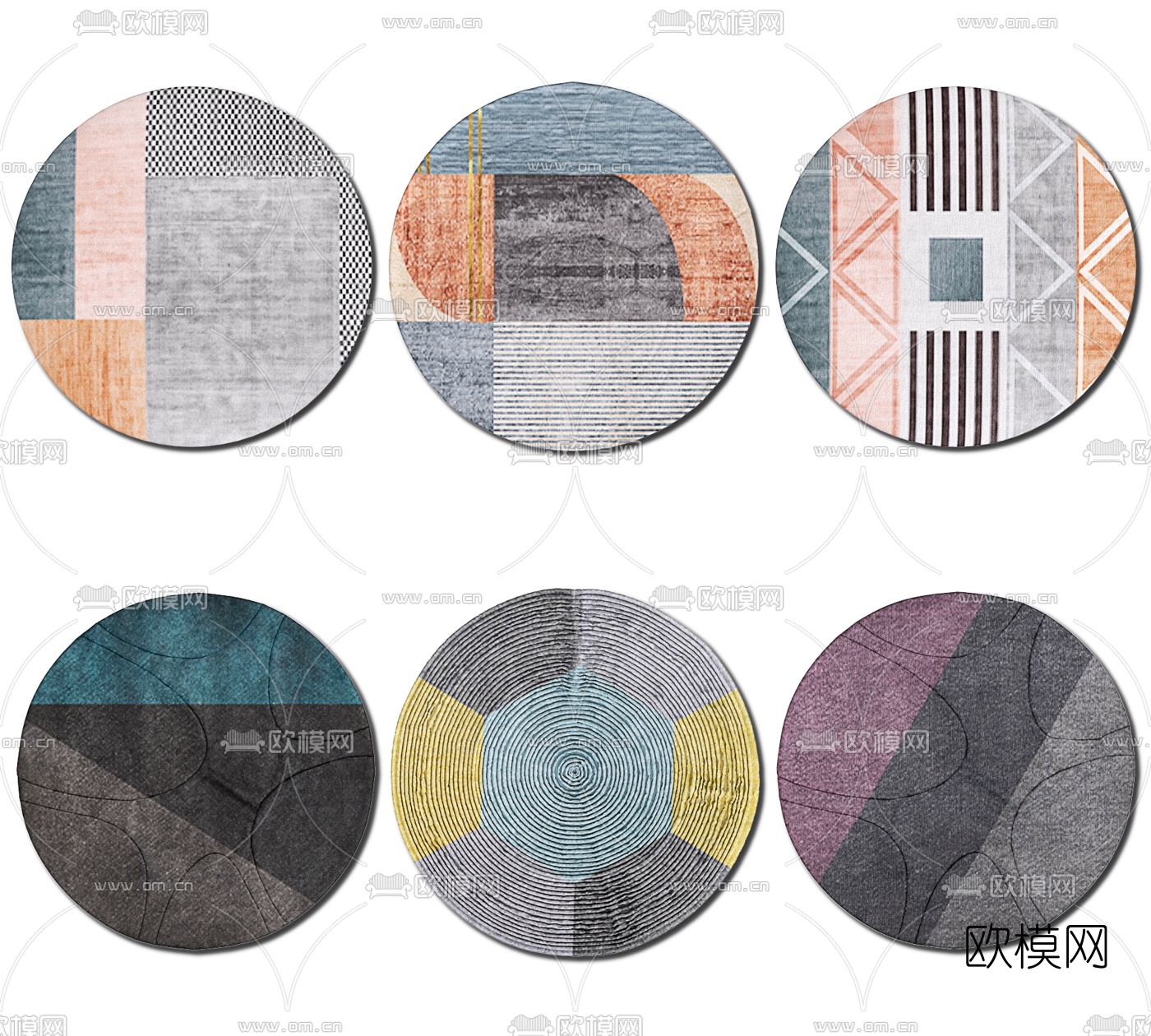 北欧圆形地毯3d模型下载