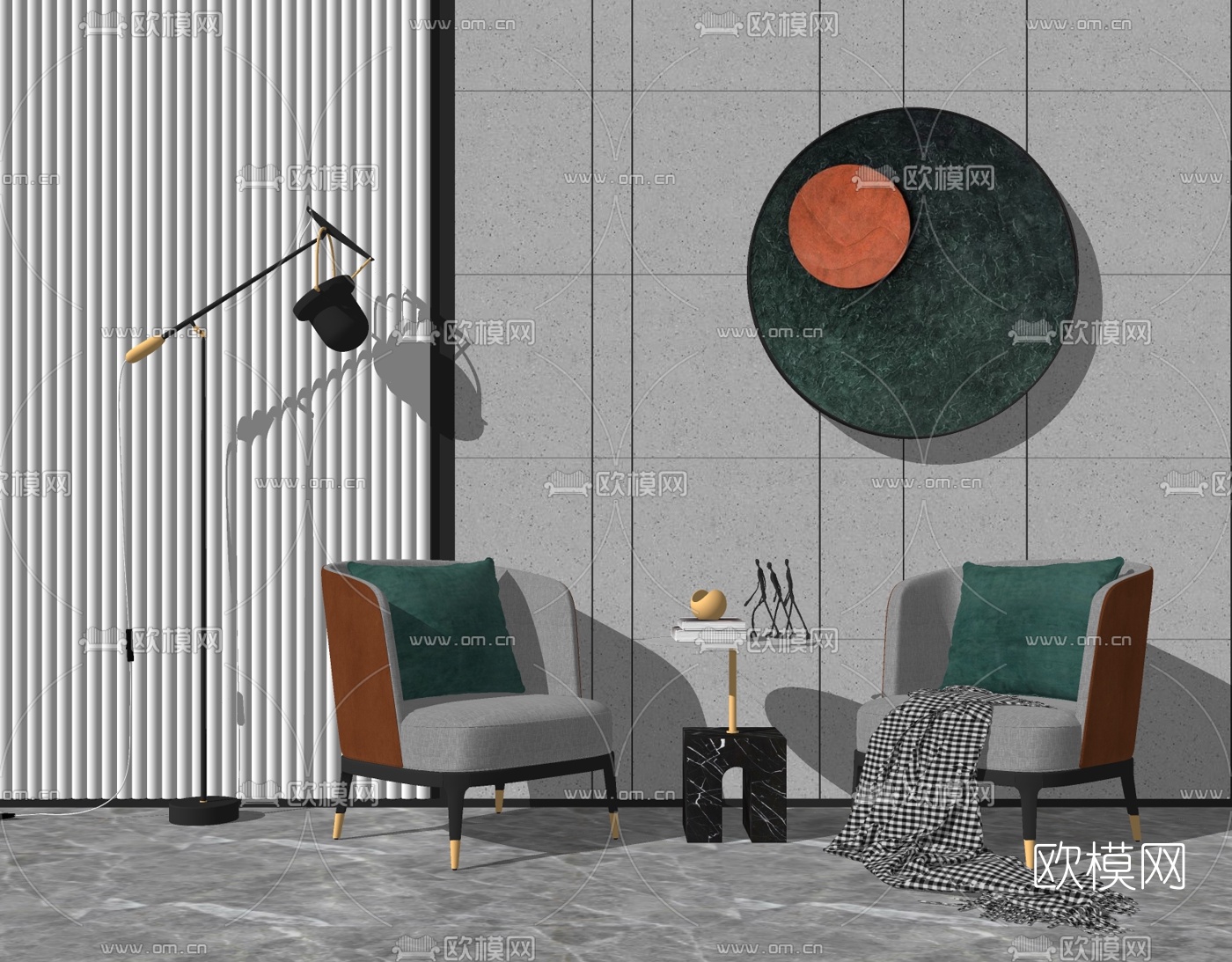 现代布艺休闲椅su模型下载