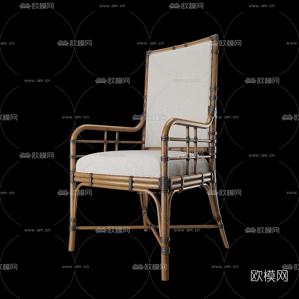 自然风竹编休闲椅3d模型