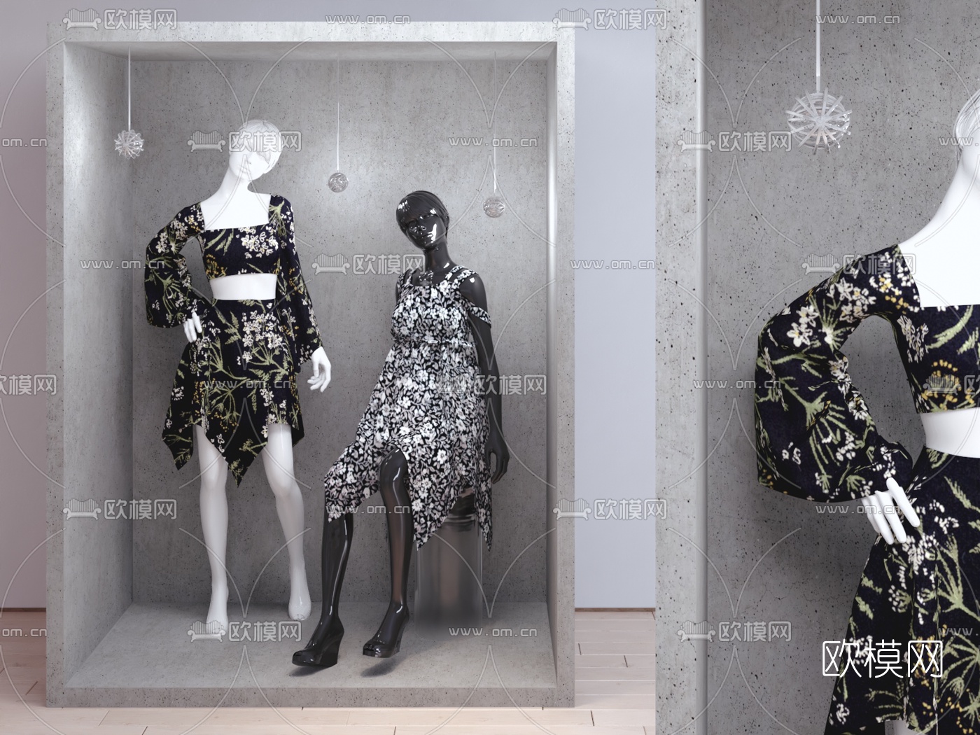 现代橱窗服装模特3d模型下载