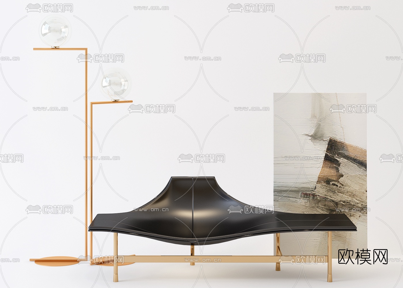 后现代皮革个性休闲沙发3d模型下载