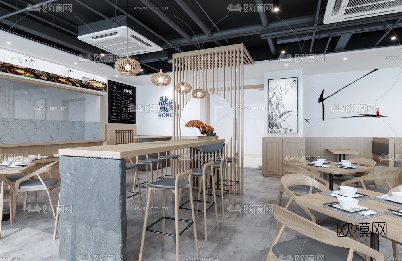新中式面馆餐馆3d模型