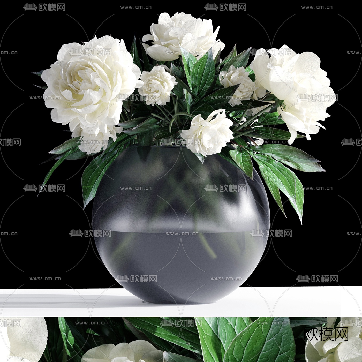 现代花瓶花卉插花3d模型