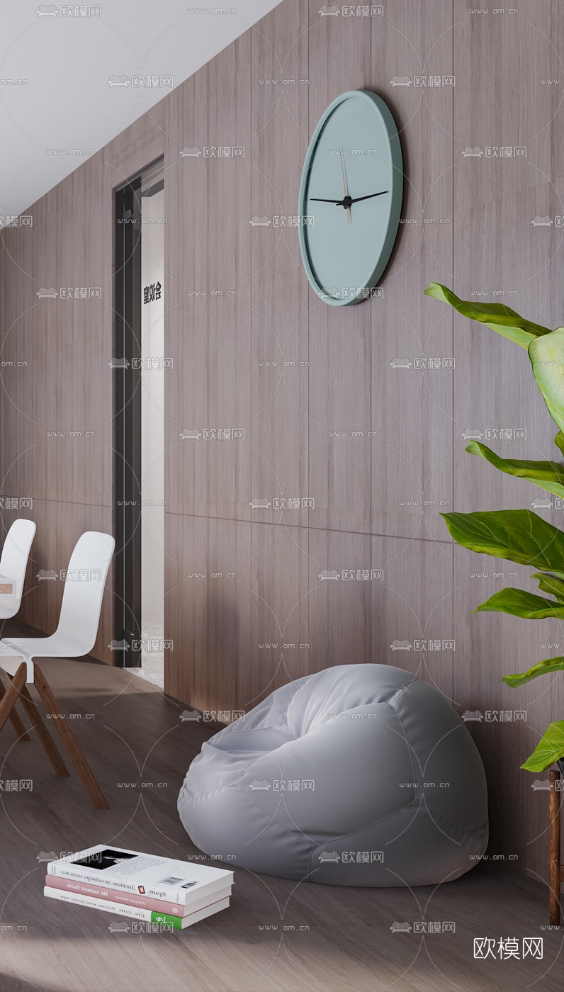 北欧办公室会议室3d模型下载（渲染图2）