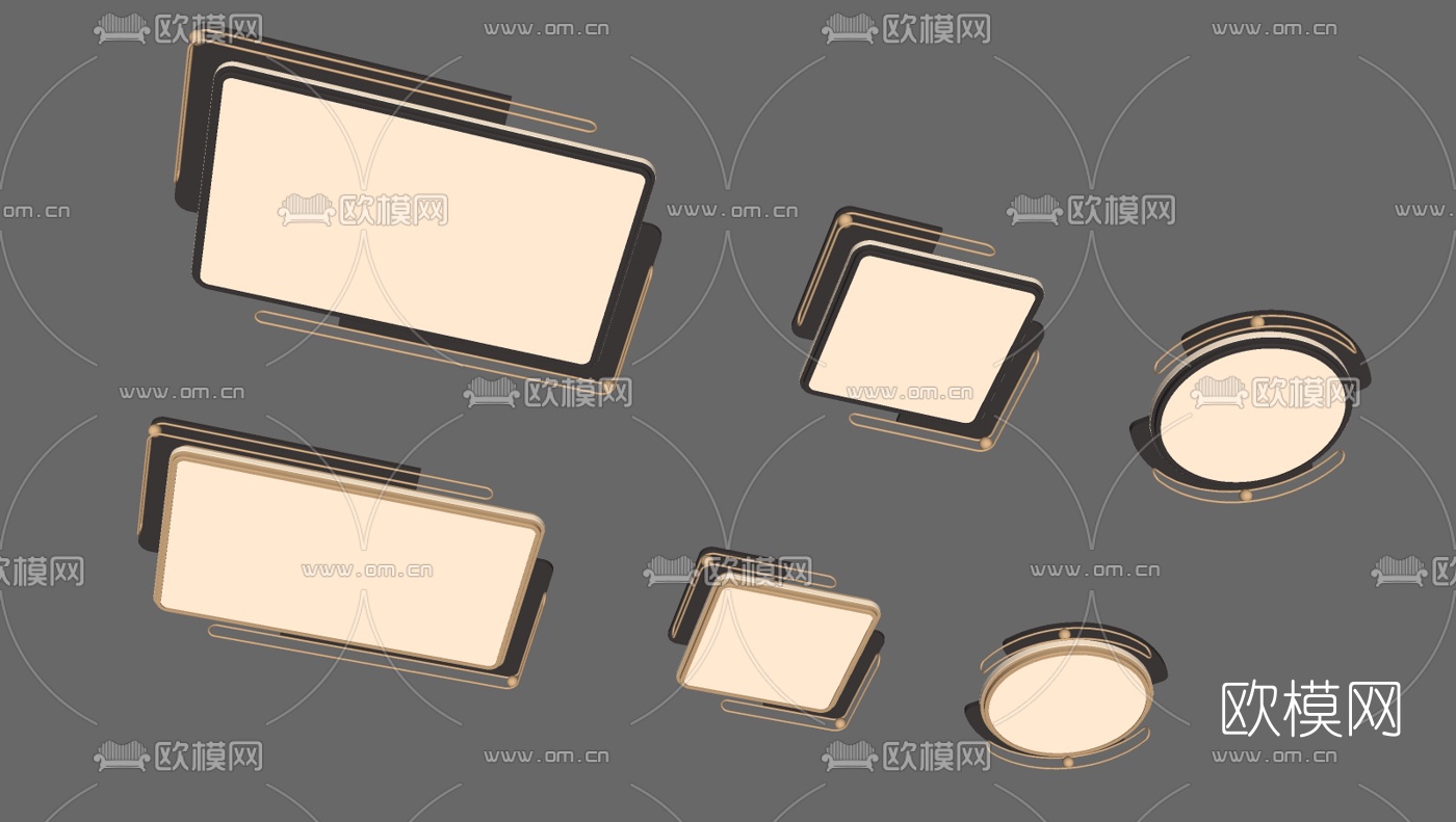 现代轻奢吸顶灯su模型下载（渲染图2）