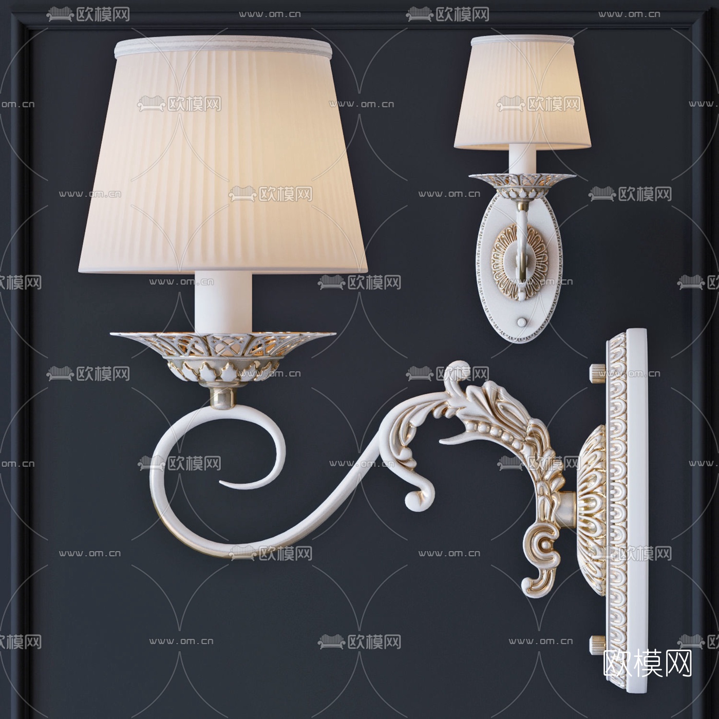欧式轻奢壁灯3d模型下载（渲染图2）