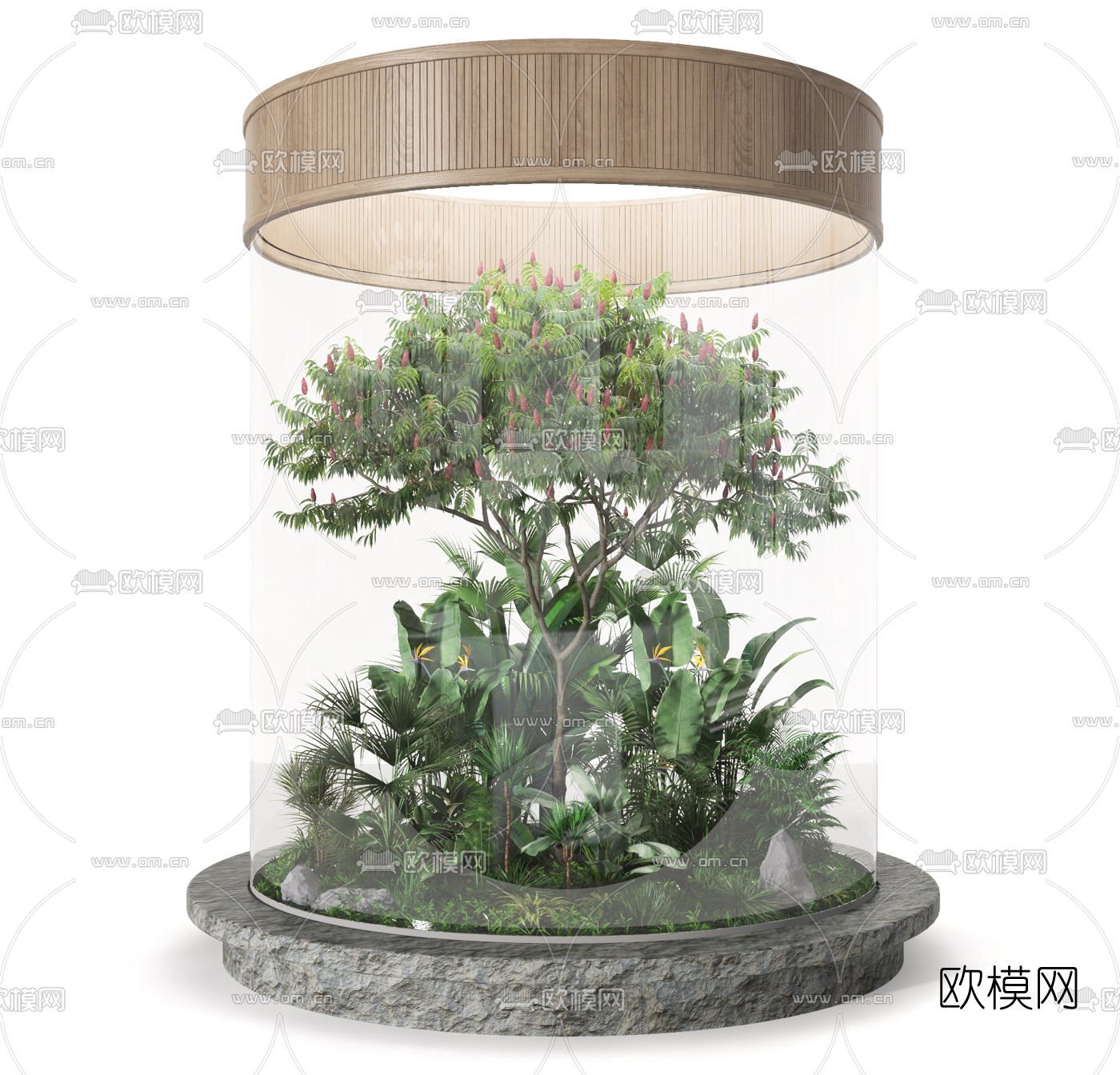 现代绿植花坛3d模型下载