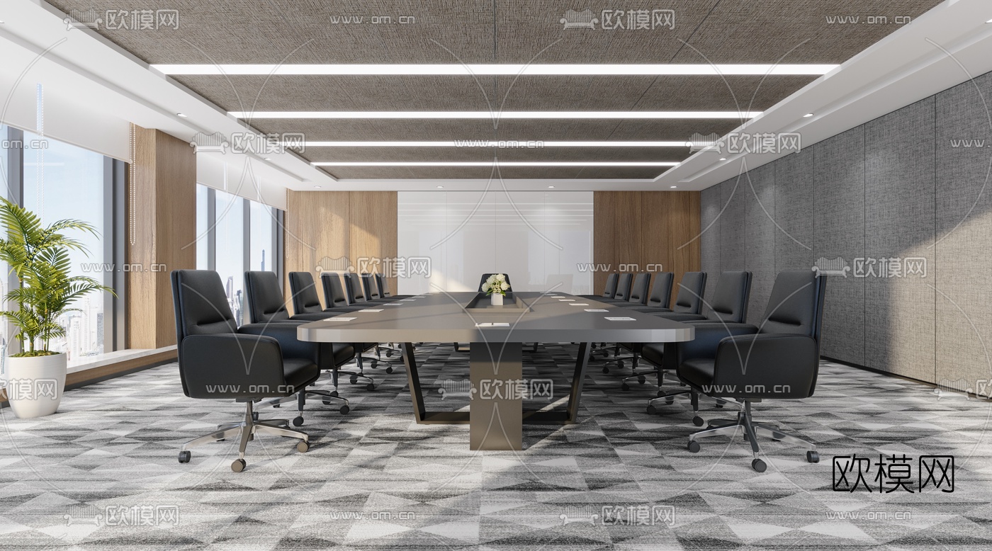 现代会议室3d模型下载