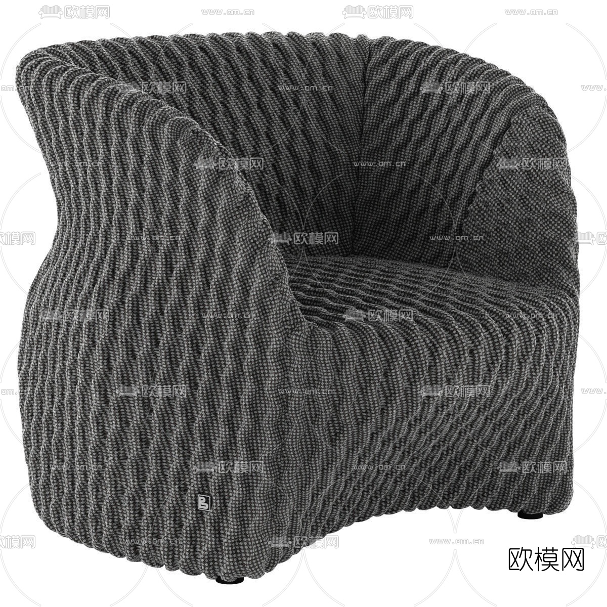 后现代布艺单人沙发3d模型下载（渲染图2）