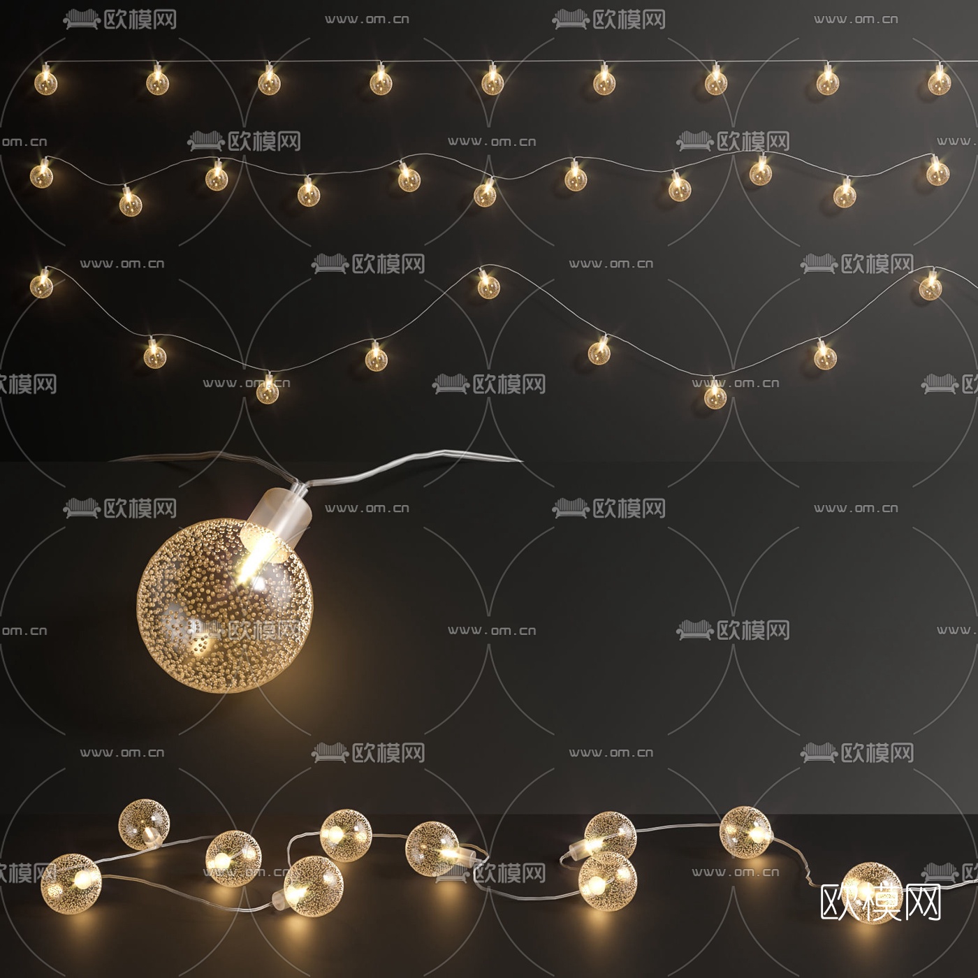 现代球形串联装饰灯3d模型下载（渲染图1）