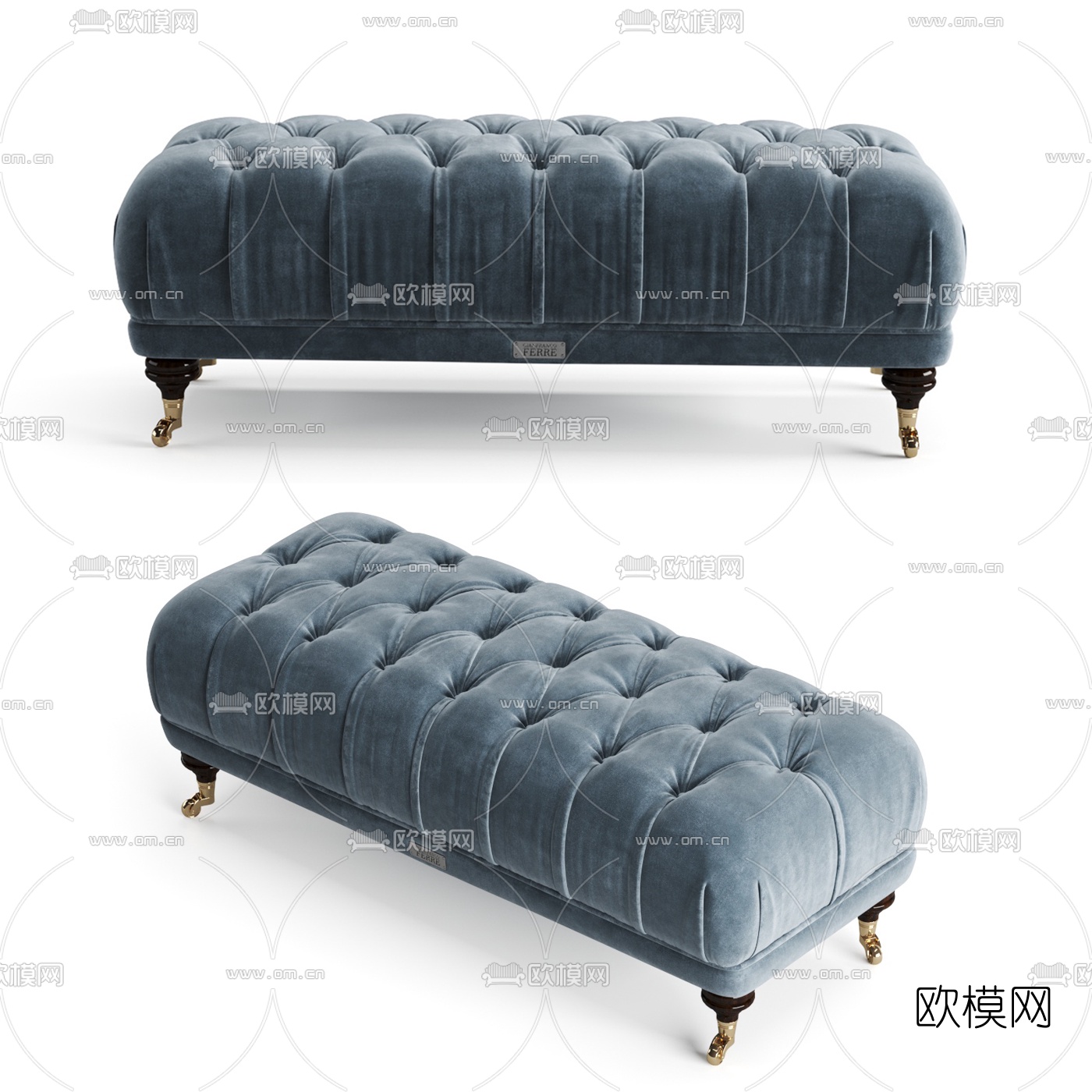 简欧布艺脚踏3d模型