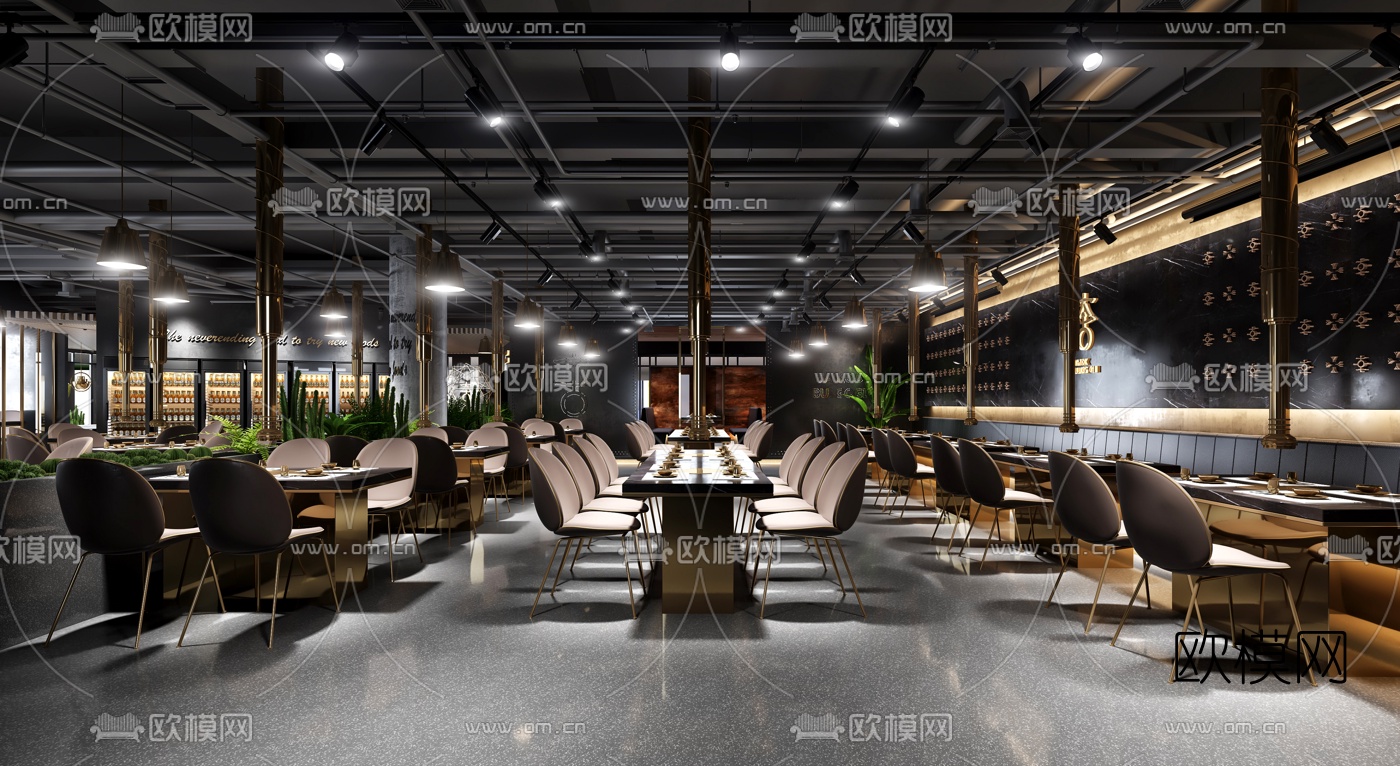 工业风烤肉店3d模型-免费3dmax模型库-欧模网