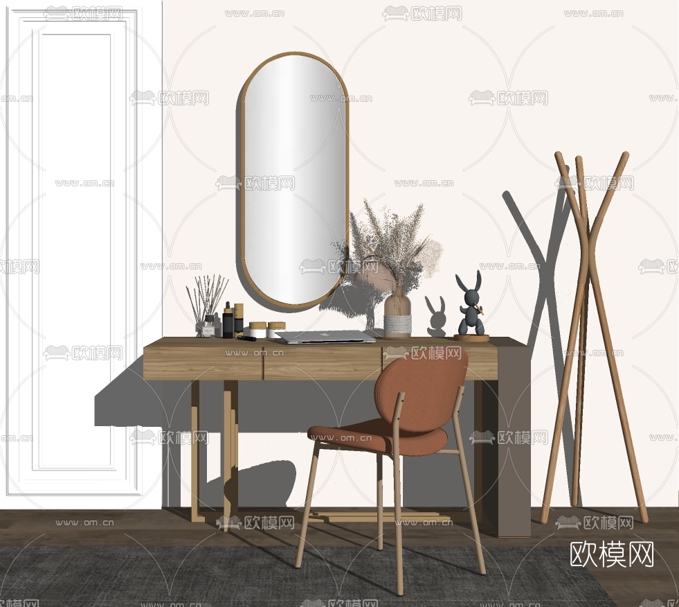 现代梳妆台su模型下载