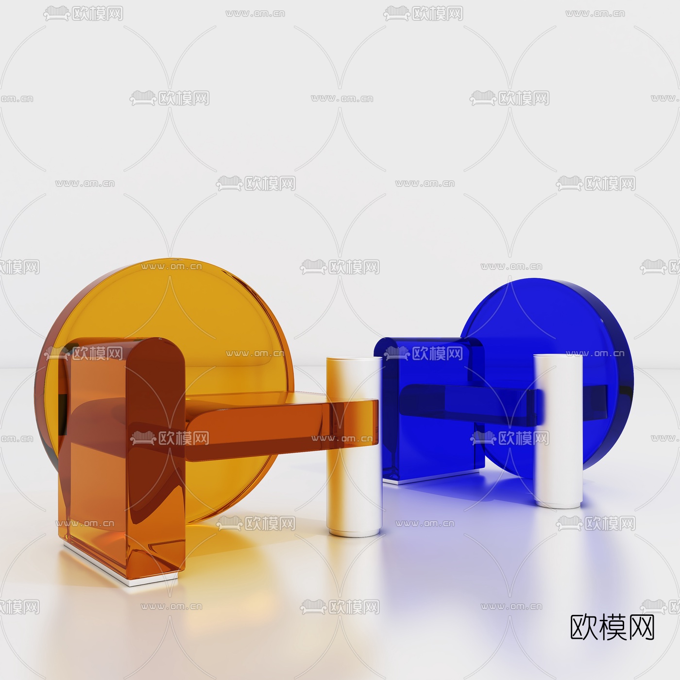 现代透明亚克力休闲椅3d模型