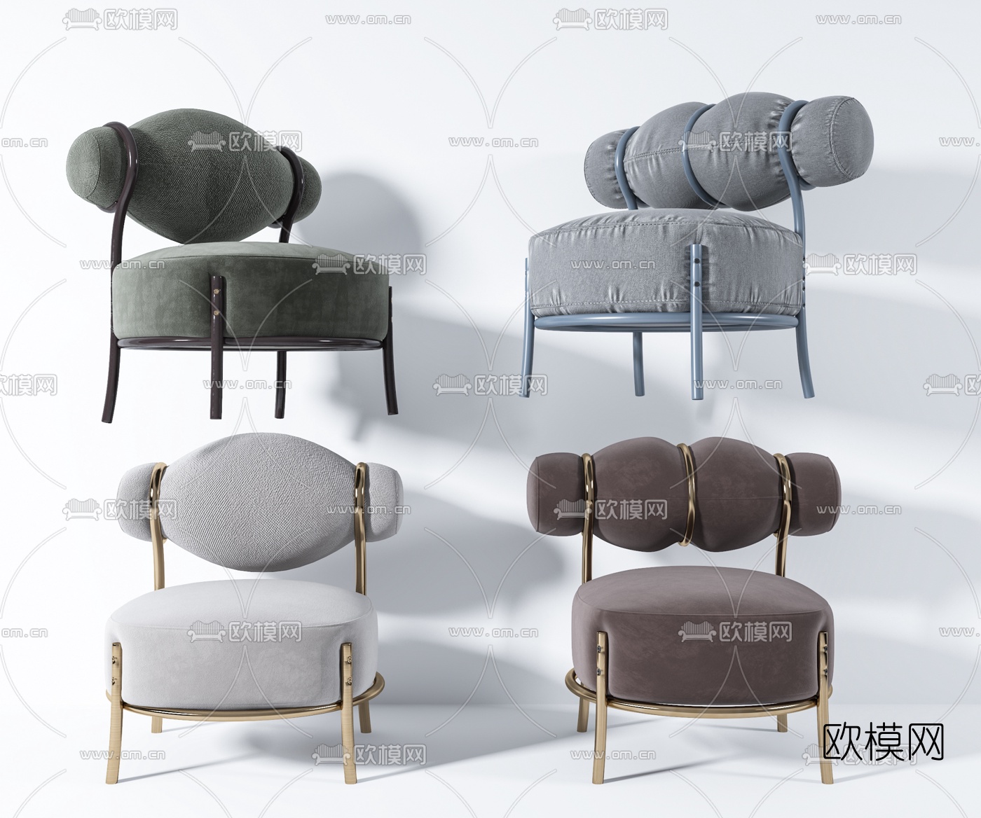 后现代绒布休闲椅3d模型下载