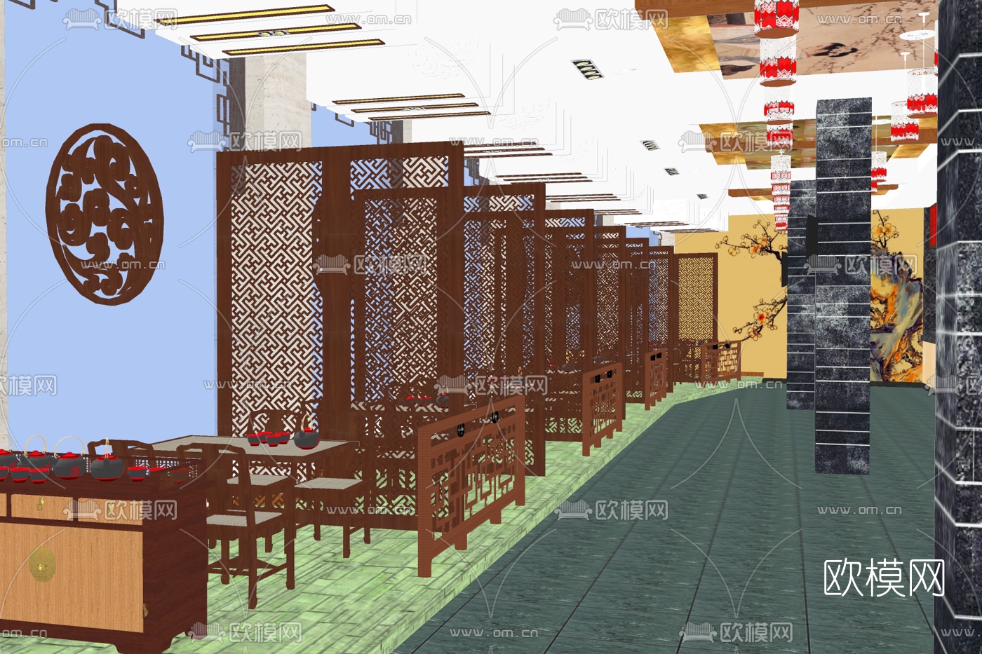 中式中餐厅su模型