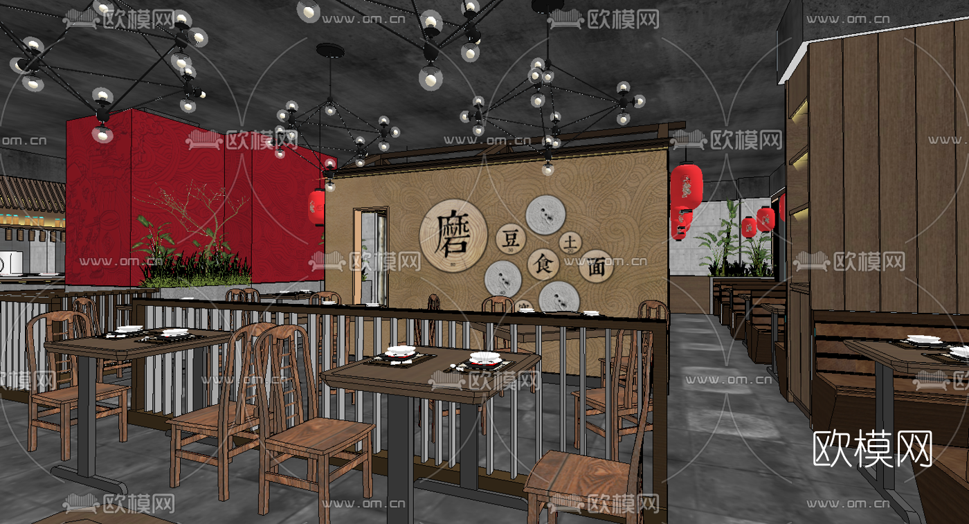 日式日料店su模型下载（渲染图4）