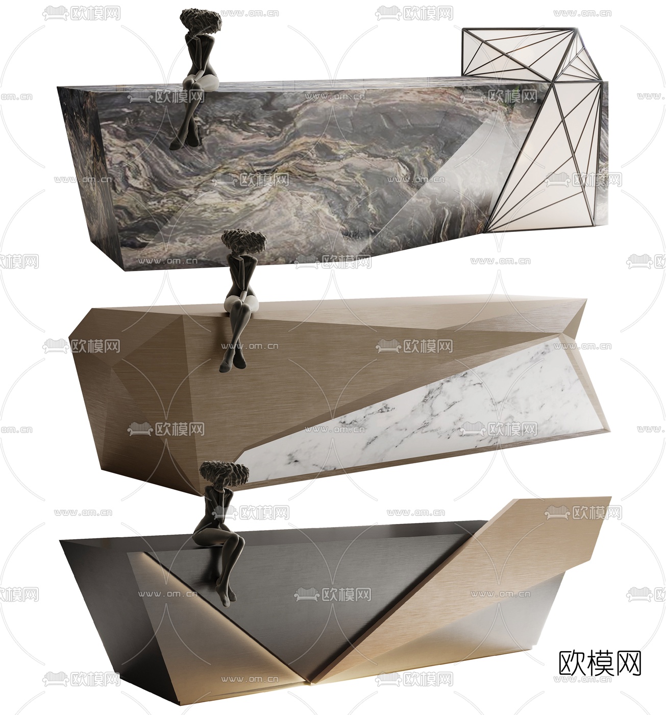 现代异形接待台3d模型下载