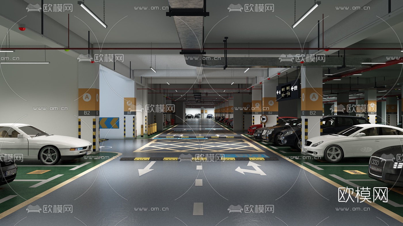 现代小区地下停车场3d模型